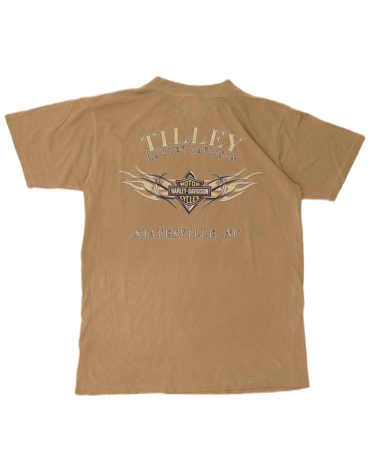 Camiseta gráfica masculina Harley Davidson de algodão bege médio