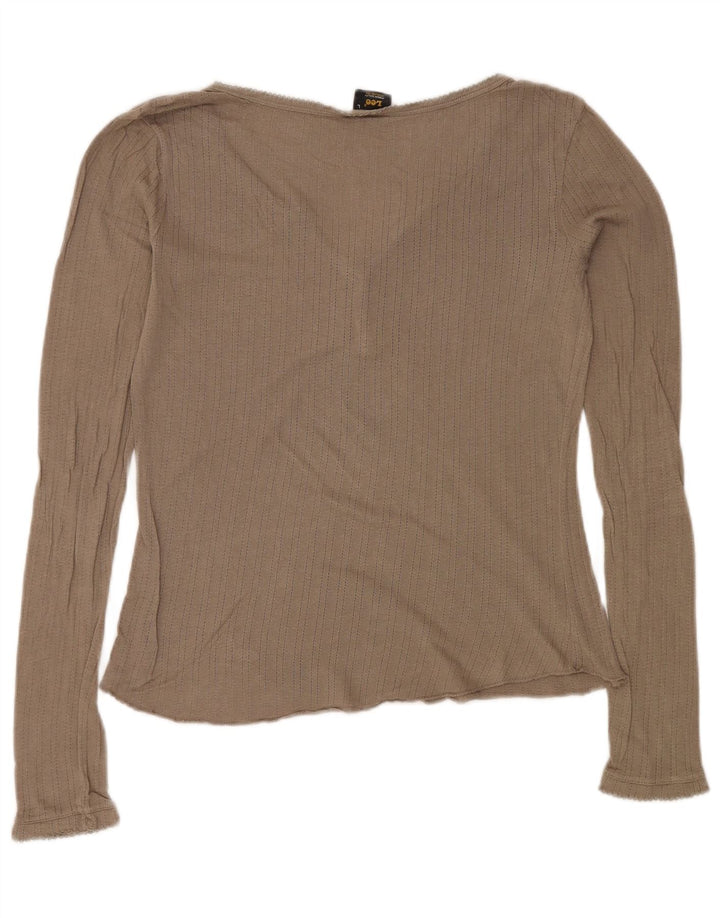 Lee Womens Top Manga Longa Reino Unido 14 Grande Bege