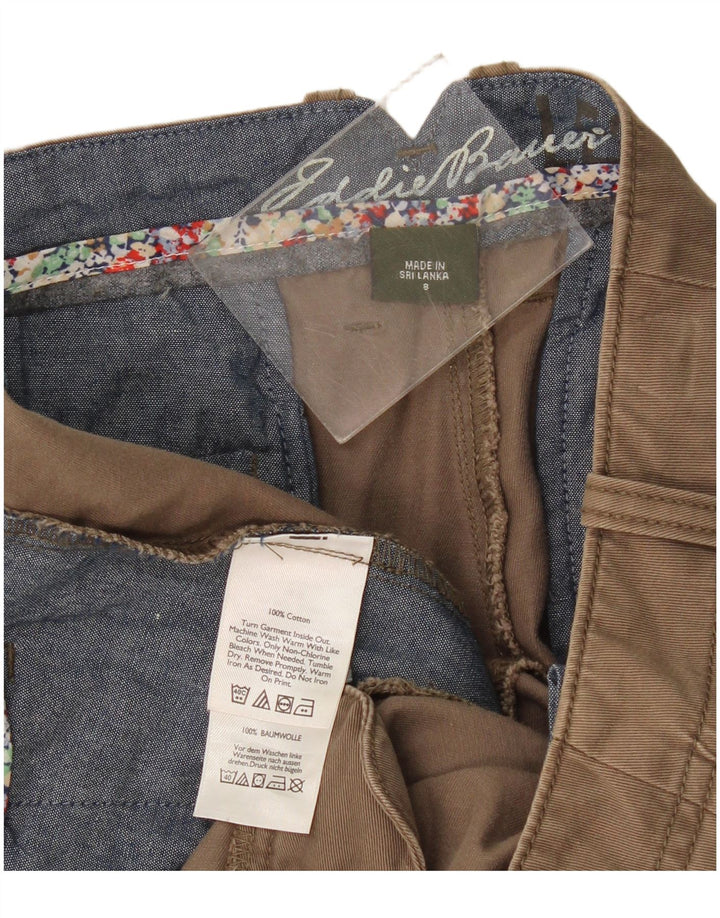 Calça capri feminina Eddie Bauer EUA 8 médio W34 L23 algodão bege