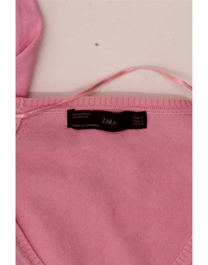 Suéter cardigã feminino Zara Reino Unido 10 pequeno rosa