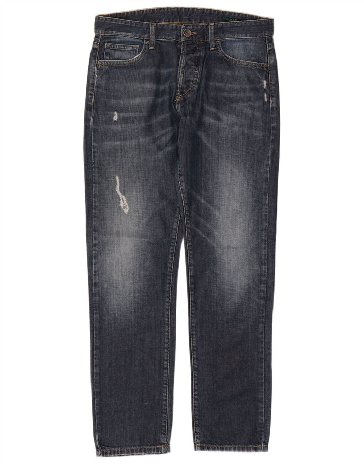 Jeans retos femininos BENETTON W32 L30 algodão azul marinho