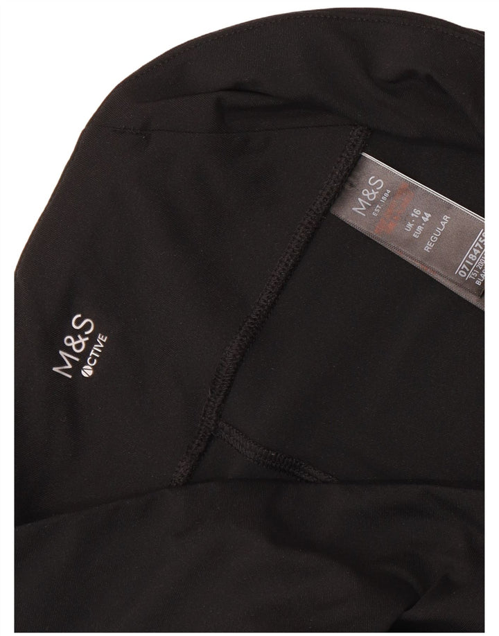 Shorts esportivos femininos de ajuste regular MARKS & SPENCER Reino Unido 16 grandes pretos