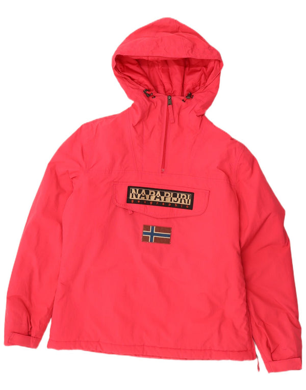 Jaqueta feminina Anorak com capuz gráfico Napapijri Reino Unido 44 2XL poliamida vermelha