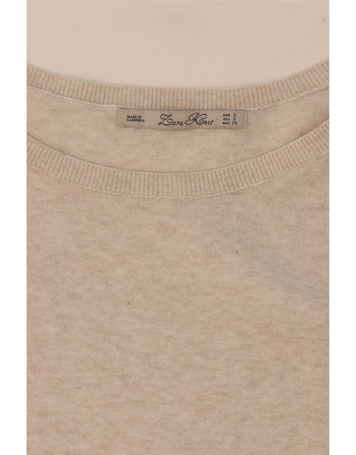 Zara blusa feminina oversized top UK 10 pequena bege