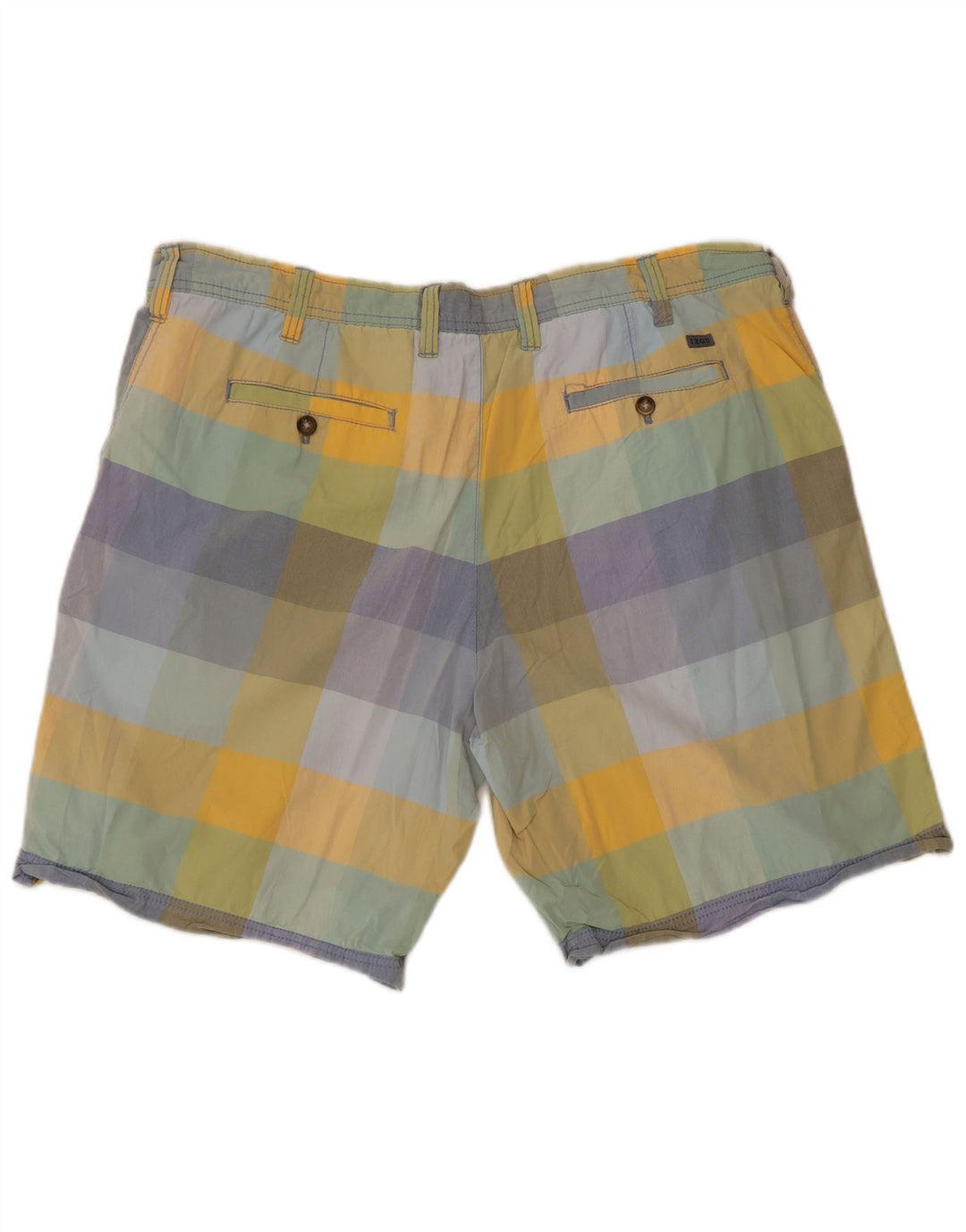 Izod Mens Chino Shorts W42 2XL Algodão xadrez multicolorido