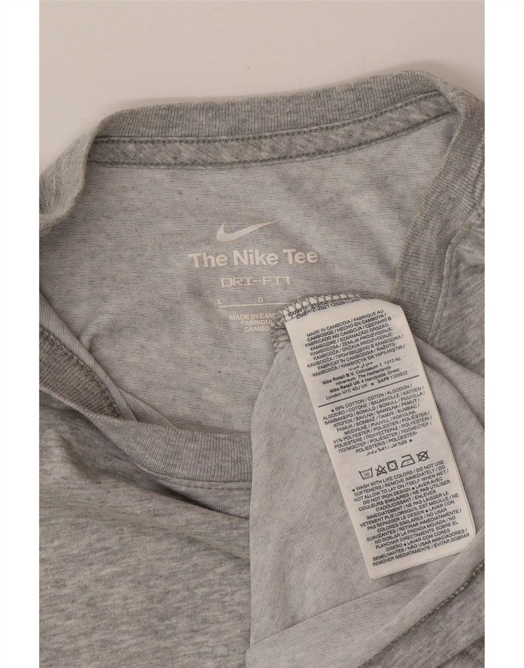 Camiseta masculina NIKE Dri Fit Top grande de algodão cinza