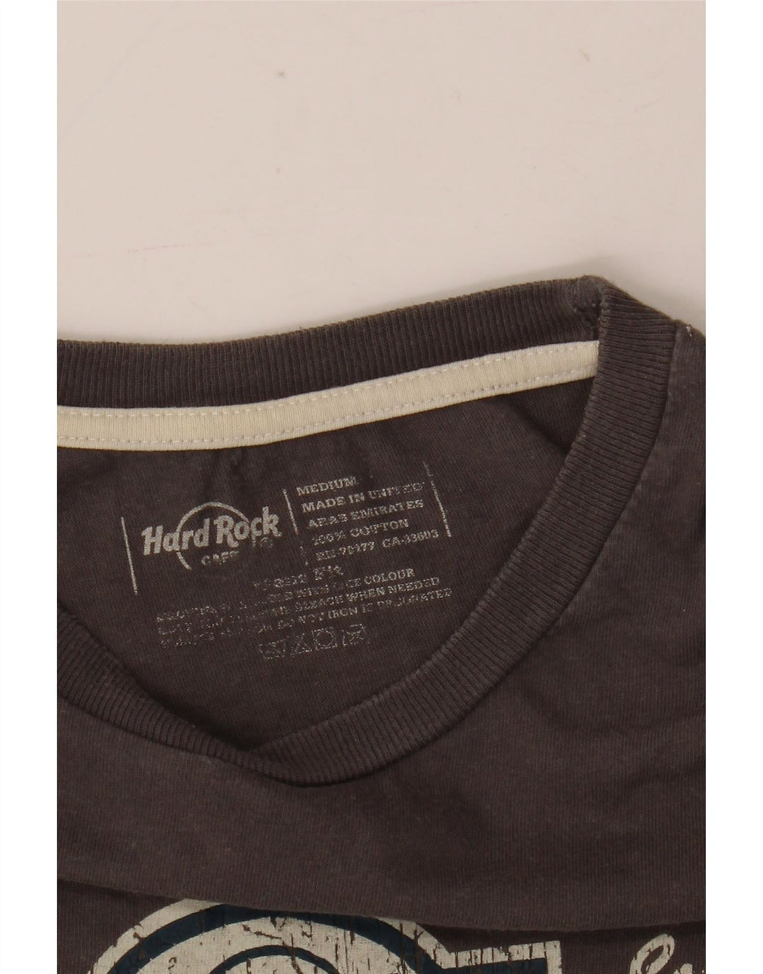 Hard Rock Cafe Mens Nice Graphic T-Shirt Top Médio Algodão Cinza