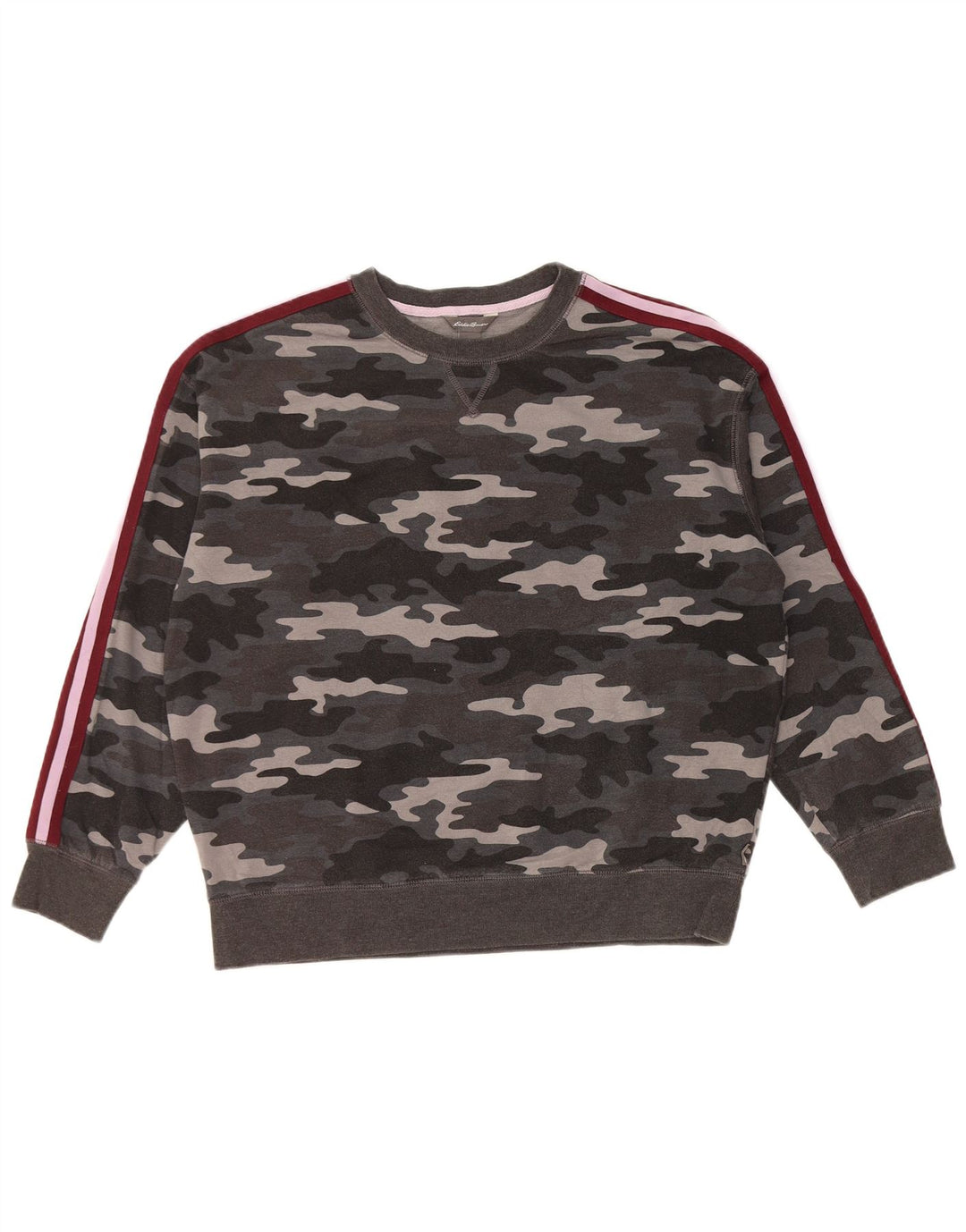 EDDIE BAUER moletom feminino jumper UK 14 camuflagem cinza médio