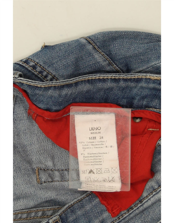 LIU JO Calça jeans reta feminina W28 L30 algodão azul