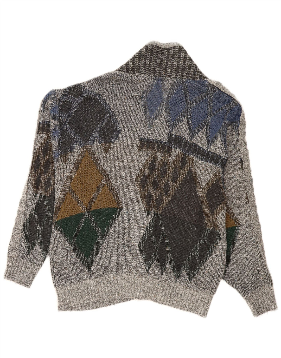 Suéter Cardigan Masculino Vintage IT 50 Cinza Médio Argyle/Diamante
