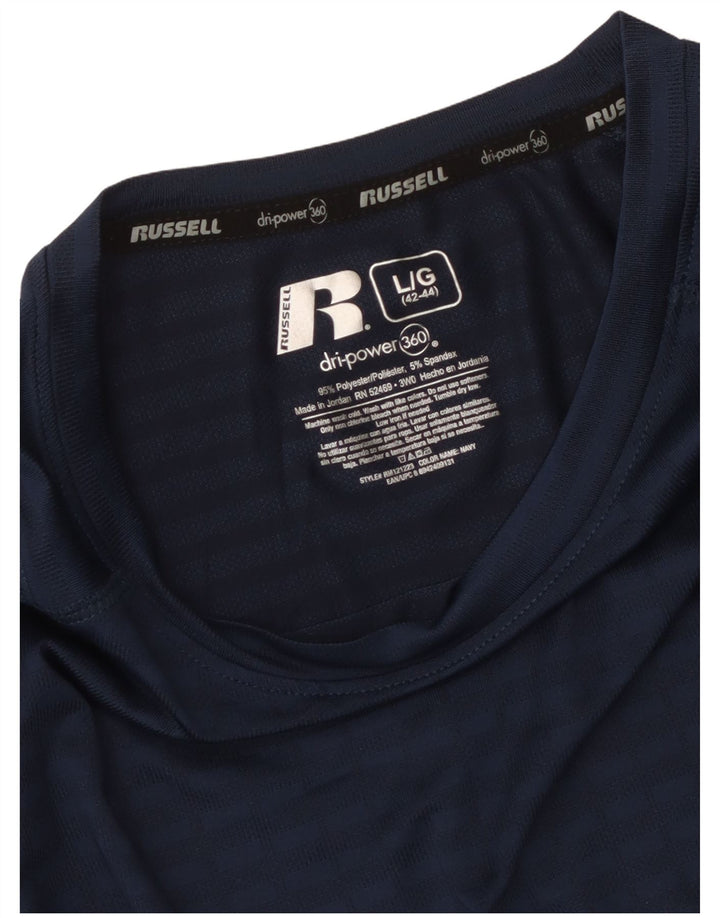 Camiseta masculina Russell Athletic grande poliéster listrado azul marinho