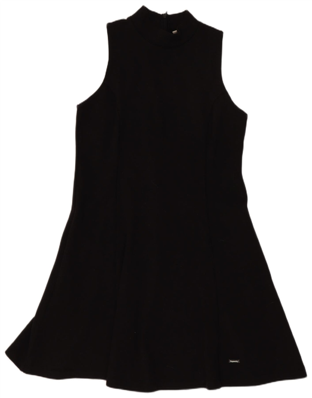 Vestido feminino Superdry sem mangas evasê UK 12 poliéster preto médio