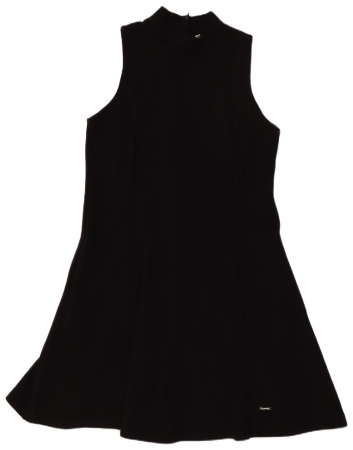 Vestido feminino Superdry sem mangas evasê UK 12 poliéster preto médio