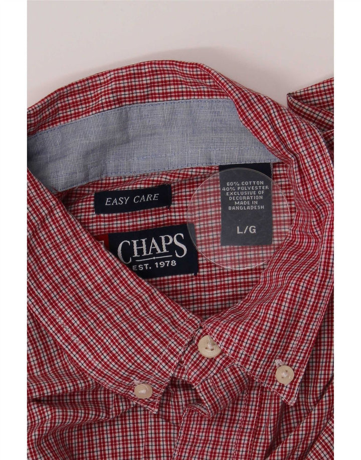 Camisa masculina de manga curta Chaps grande algodão vermelho guingão