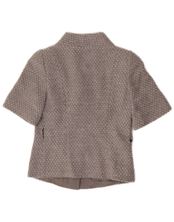 Jaqueta Bolero feminina de manga curta Benetton IT 38 XS cinza manchado acrílico