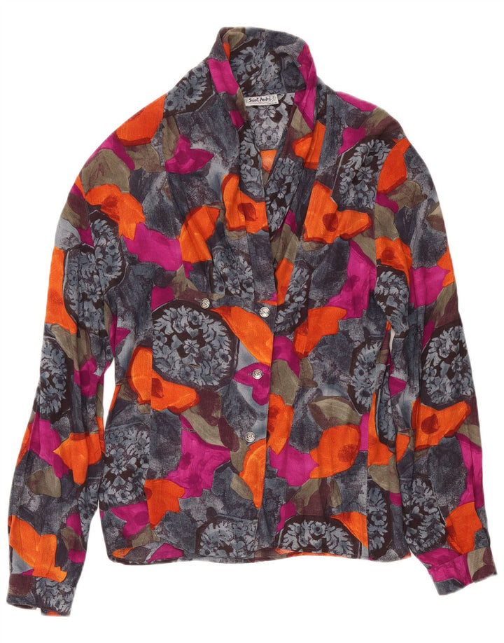 Blusa feminina Saint Andrews Reino Unido 14 viscose floral multicolorida média