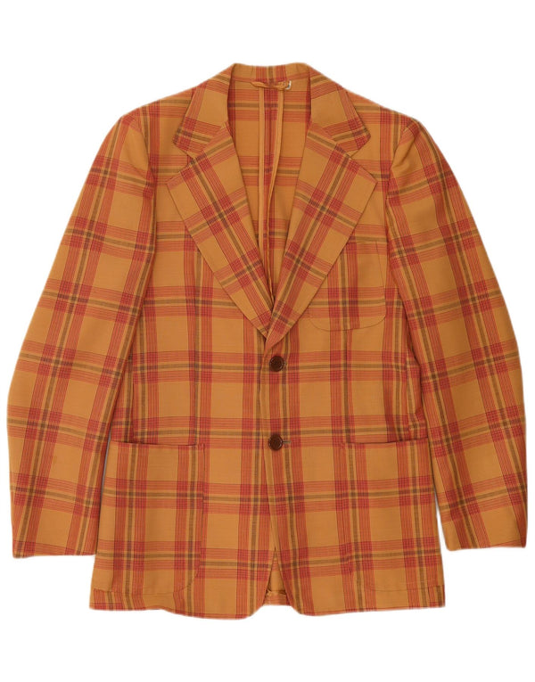 Jaqueta blazer masculina Quantas com 2 botões IT 50 grande lã xadrez marrom