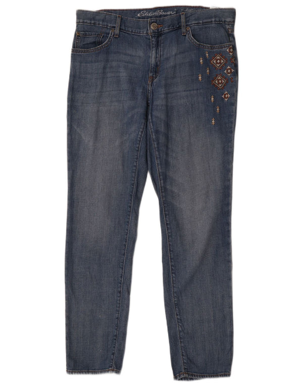 Eddie Bauer Calça jeans feminina Boyfriend Fit Slim EUA 10 grande W32 L30 azul