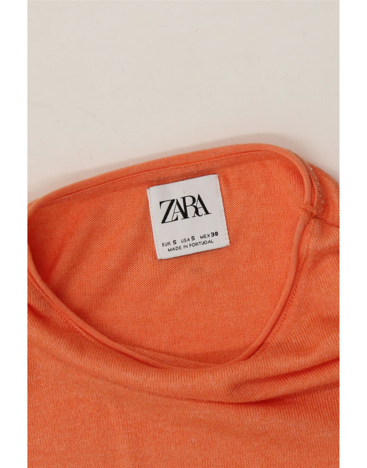 ZARA Womens Crew Neck Jumper Sweater UK 10 Small Orange Cotton Vintage Zara and Second-Hand Zara from Messina Hembry 
