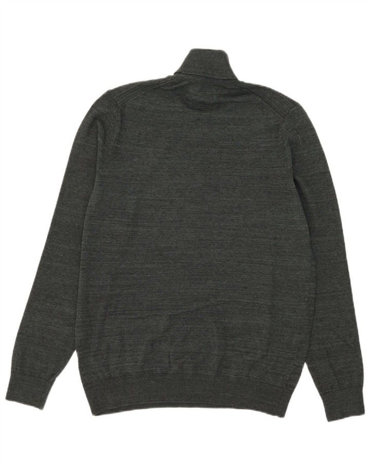 Suéter masculino Marks & Spencer com gola redonda, algodão listrado cáqui médio