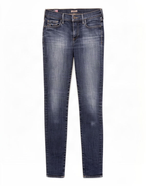 True Religion Calça jeans feminina Halle cintura média super skinny W26 L30 algodão azul
