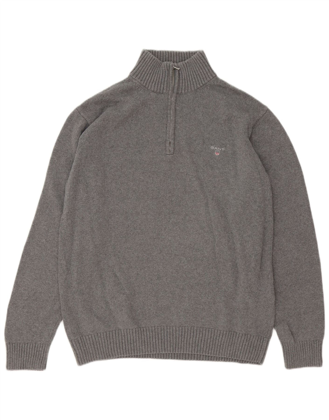 Suéter masculino Gant com zíper e gola 2XL algodão cinza