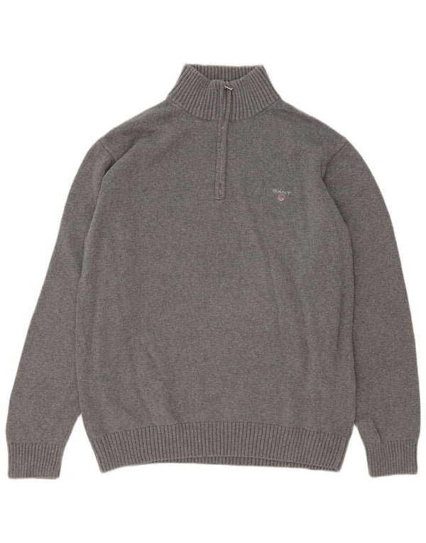 Suéter masculino Gant com zíper e gola 2XL algodão cinza