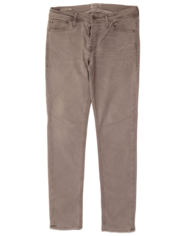 Jack & Jones Masculino GLENN Slim Jeans W33 L32 Algodão Cinza