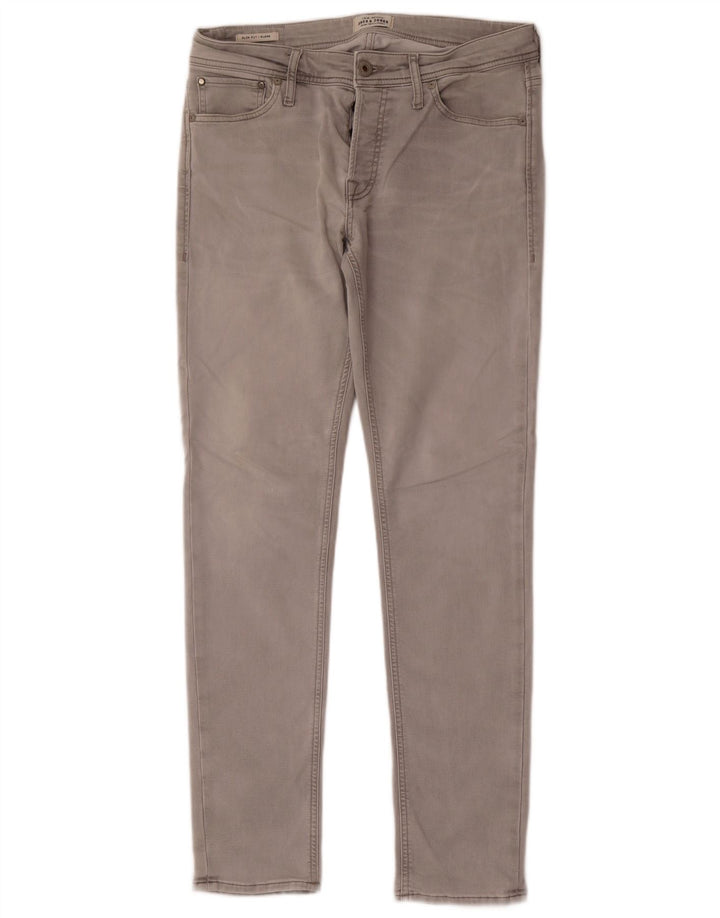 Jack & Jones Masculino GLENN Slim Jeans W33 L32 Algodão Cinza
