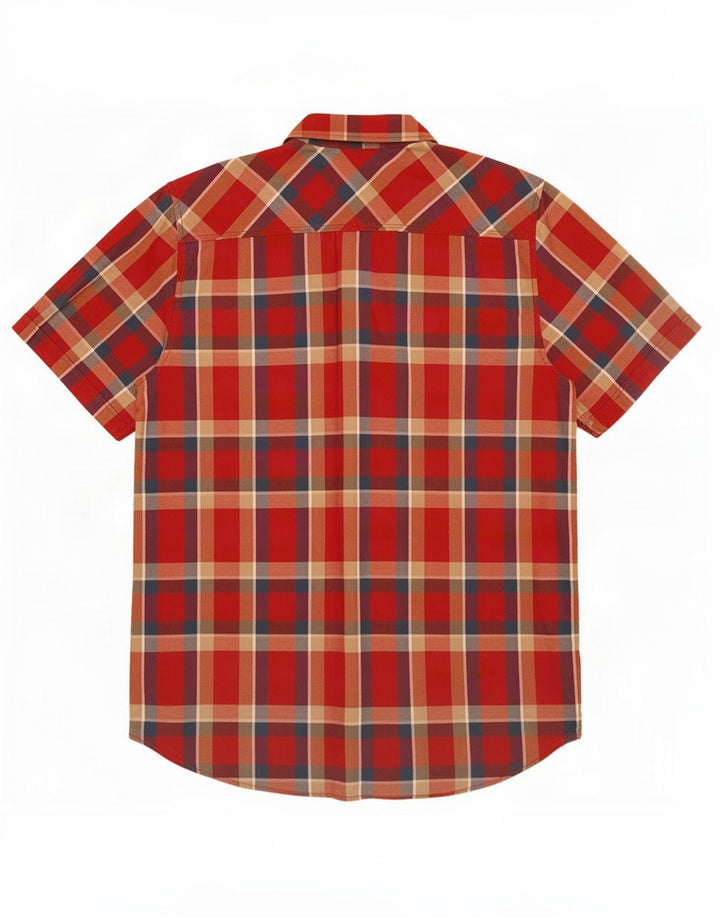 Camisa masculina Vans manga curta médio vermelho xadrez algodão