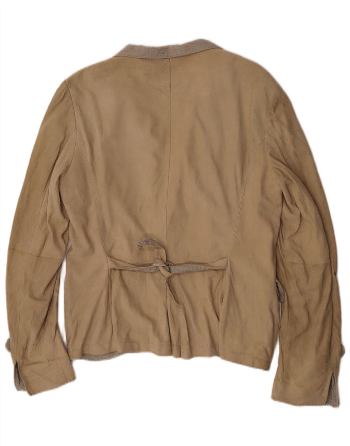 Jaqueta blazer feminina Brunello Cucinelli com 1 botão Reino Unido 12 médio bege clássico