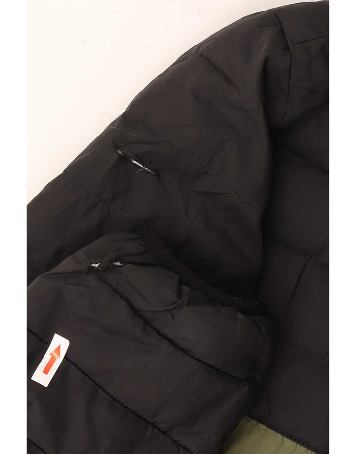 Jaqueta masculina acolchoada com capuz Quiksilver Reino Unido 38 bloco colorido verde médio