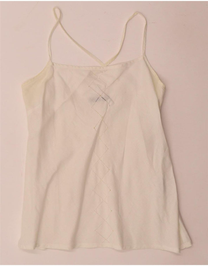 Sara Glenzer Cami feminino Top IT 46 grande linho branco