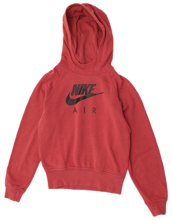 Nike feminino gráfico oversized moletom com capuz UK 6 XS vermelho colorblock algodão