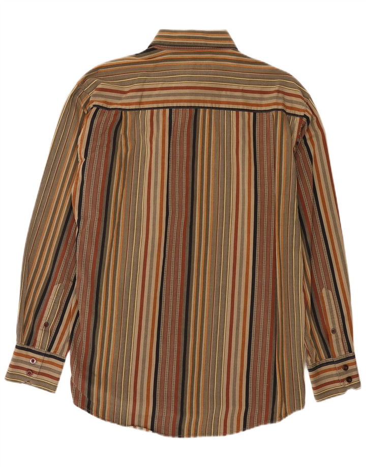 Camisa masculina de ajuste regular Cotton Reel listrada verde médio