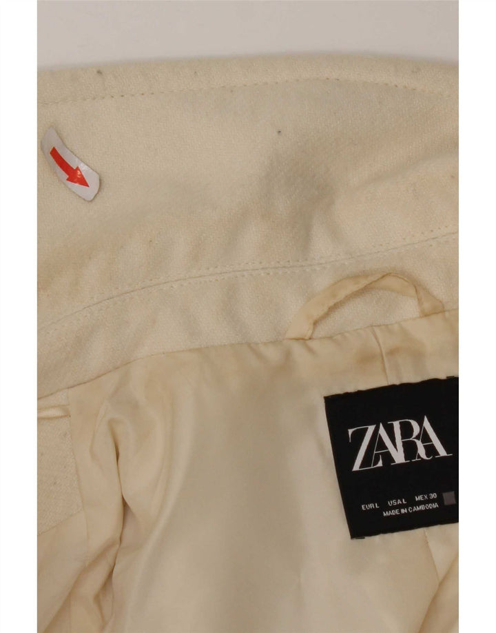 Sobretudo feminino Zara UK 16 grande poliéster branco