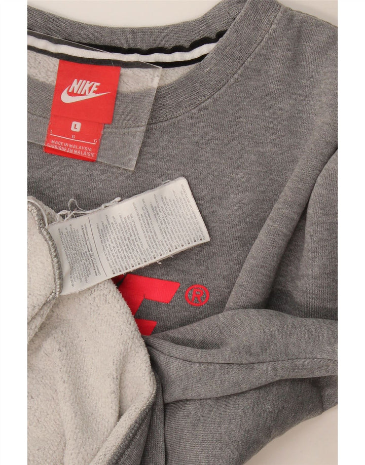 Moletom gráfico masculino Nike Jumper grande cinza colorblock algodão
