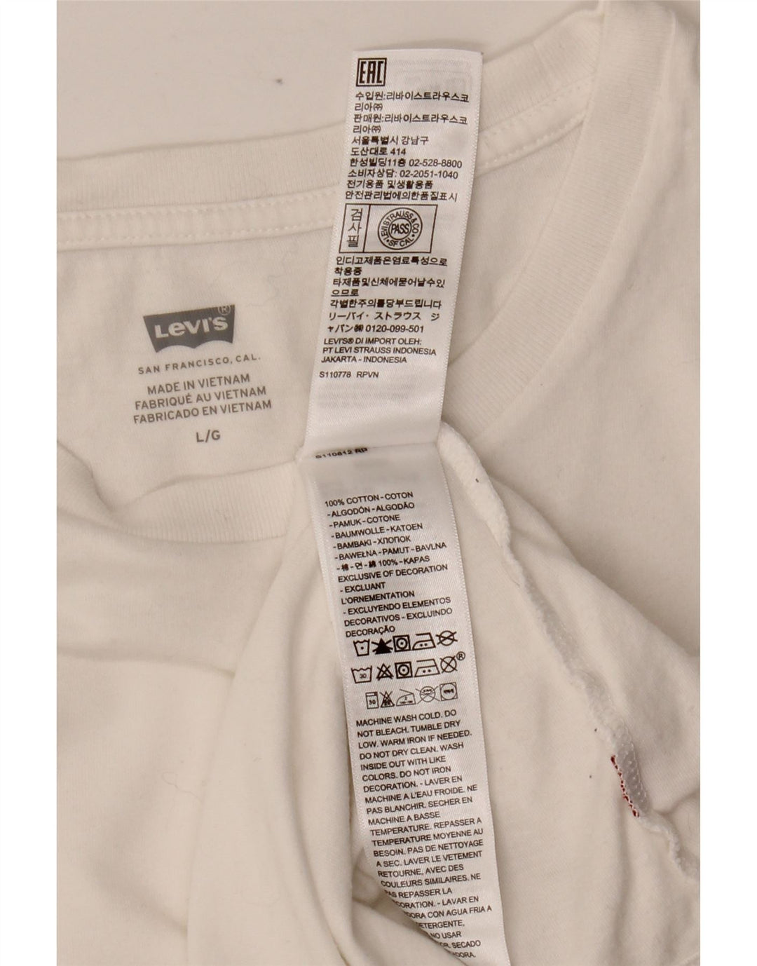 Camiseta feminina LEVI'S UK 14 grande algodão branco