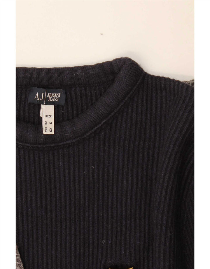 Suéter masculino Armani Jeans com gola redonda, pequeno bloco colorido multicolorido