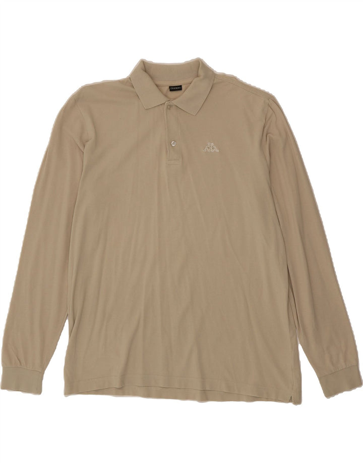 KAPPA Mens Long Sleeve Polo Shirt XL Beige Cotton Vintage Kappa and Second-Hand Kappa from Messina Hembry 