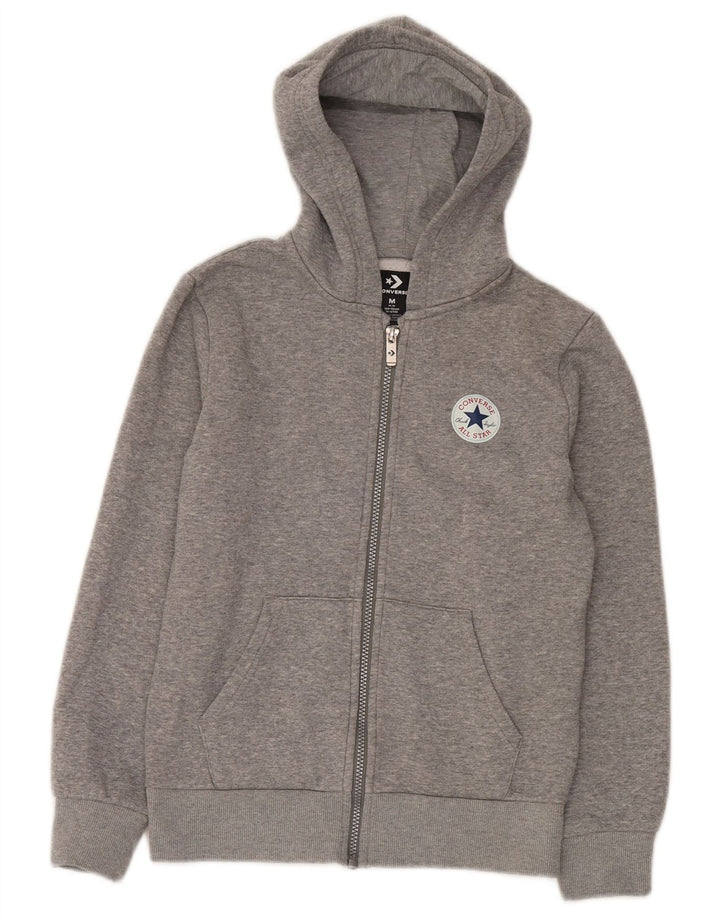 Suéter Converse Boys Zip com capuz 10-11 anos cinza médio algodão manchado