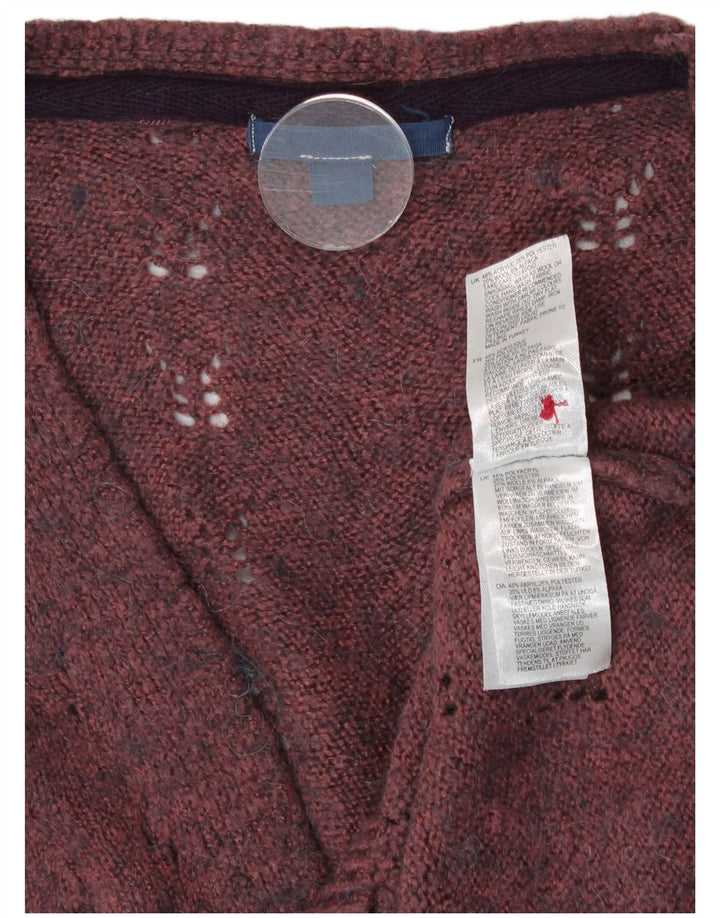 Suéter cardigã feminino de ajuste solto White Stuff Reino Unido 14 acrílico marrom médio