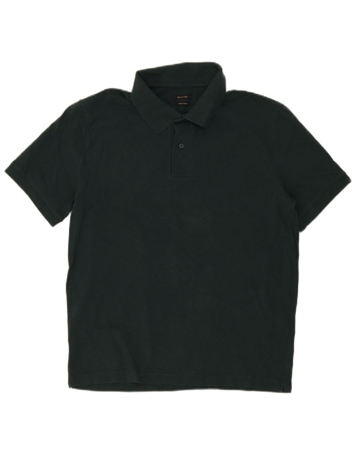 Camisa polo masculina Massimo Dutti Regular Fit grande algodão verde