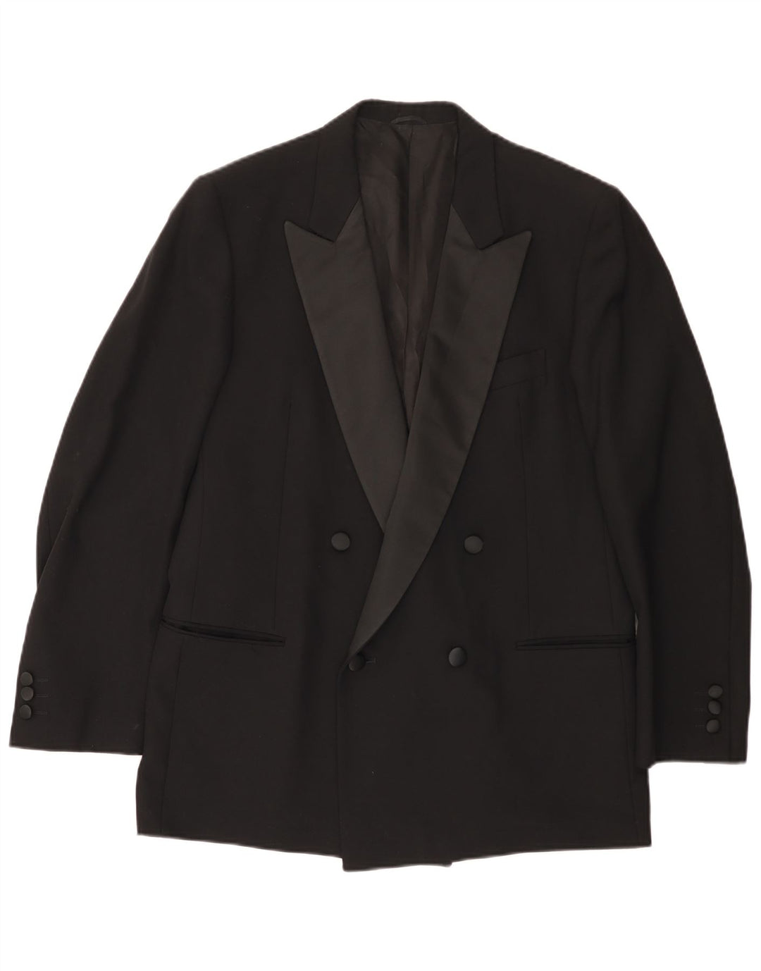 Jaqueta blazer masculina vintage com peito duplo IT 50 grande lã preta