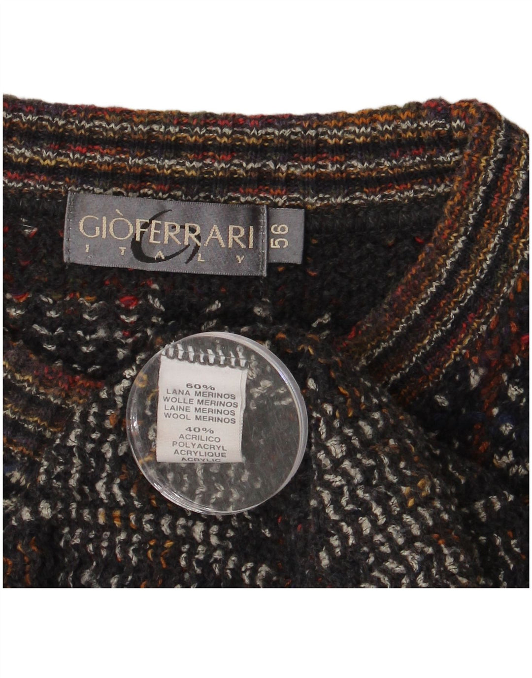 gio ferrari Suéter masculino com gola canoa IT 56 XL lã xadrez multicolorida