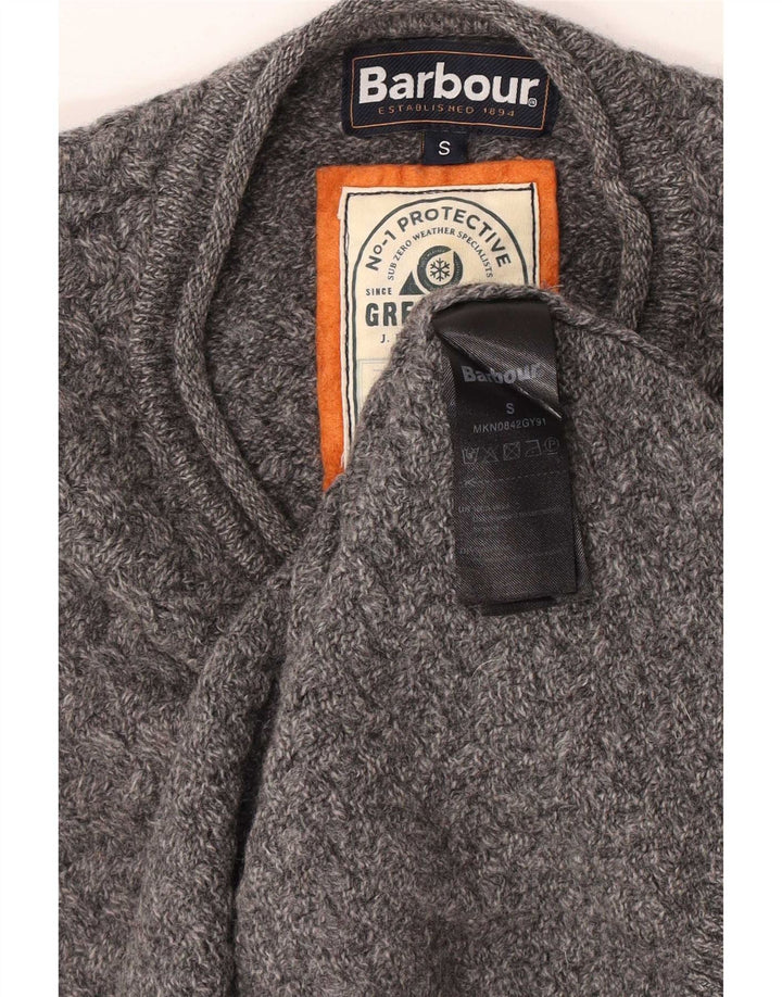 Suéter masculino Barbour com gola redonda e lã cinza pequena