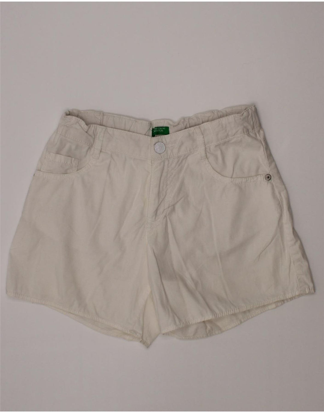 Shorts casuais femininos BENETTON 10-11 anos XL W24 algodão branco