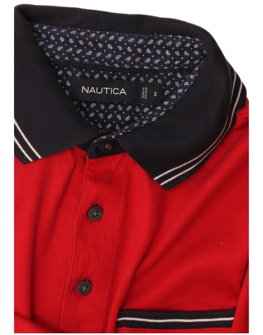 Camisa polo masculina Nautica pequena vermelha colorblock