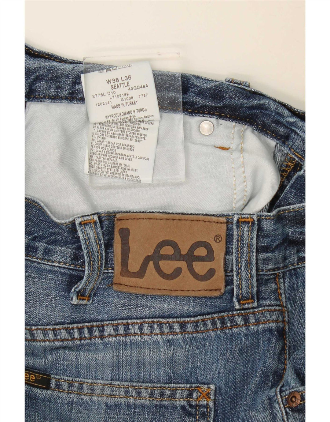 Lee Mens Seattle Straight Jeans W38 L30 Azul Algodão