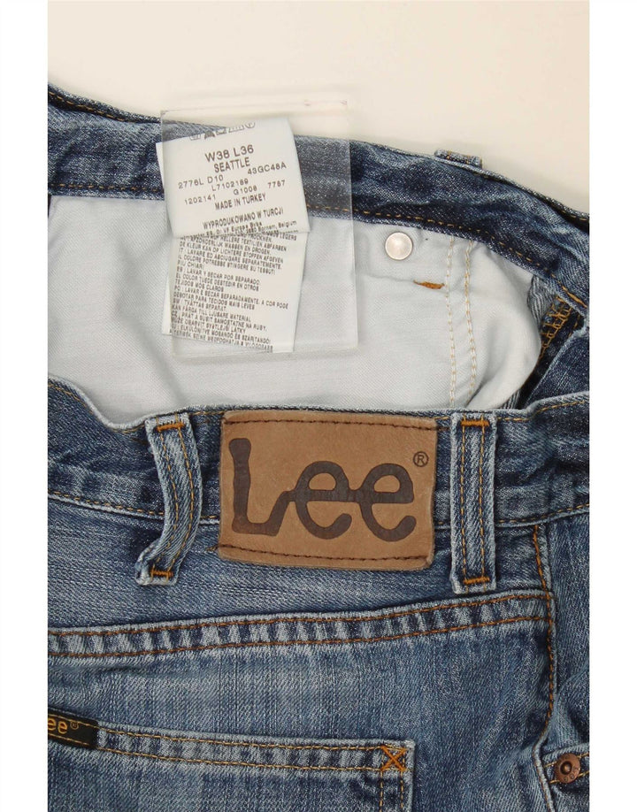 Lee Mens Seattle Straight Jeans W38 L30 Azul Algodão